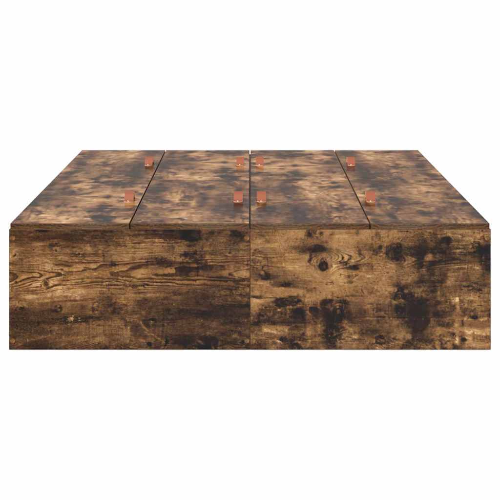 Storage Bed Frame Smoked Oak 120 x 200 cm Engineered Wood