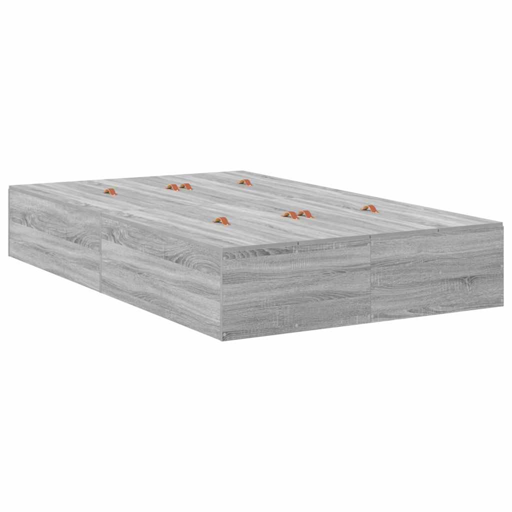 Storage Bed Frame Grey Sonoma 120 x 200 cm Engineered Wood