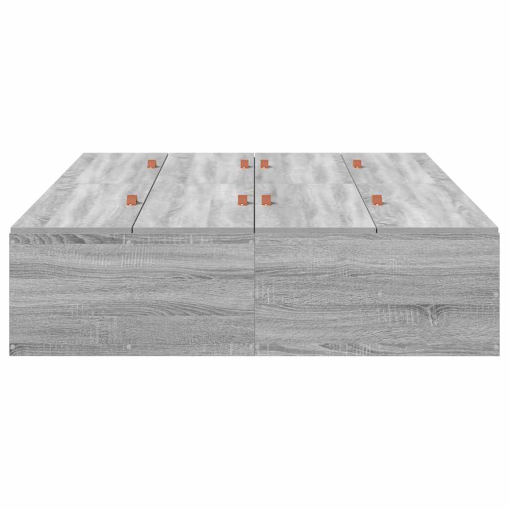 Storage Bed Frame Grey Sonoma 120 x 200 cm Engineered Wood
