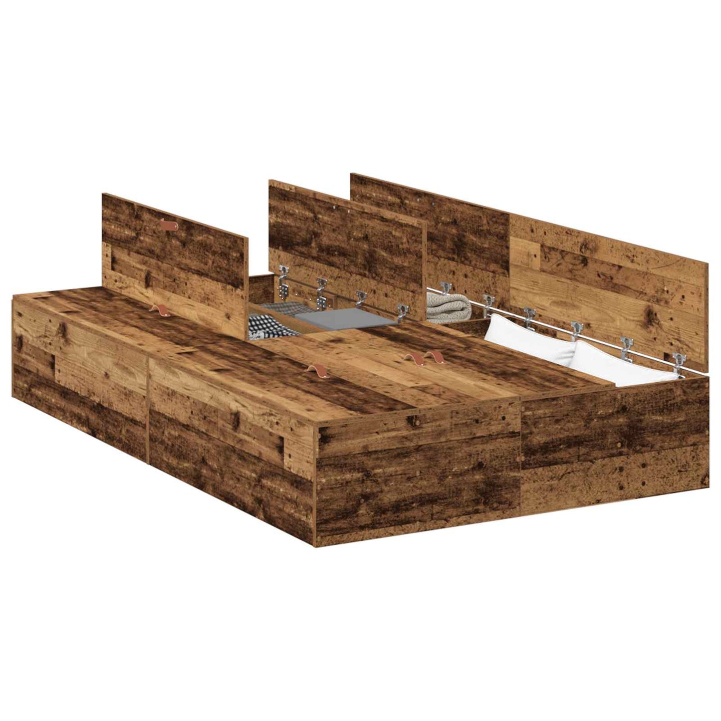 Storage Bed Frame Old Wood 120 x 200 cm Engineered Wood
