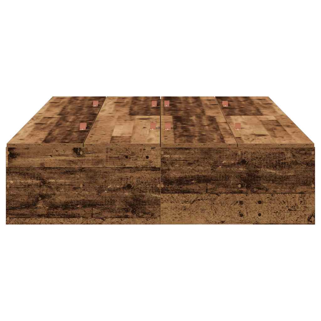 Storage Bed Frame Old Wood 120 x 200 cm Engineered Wood