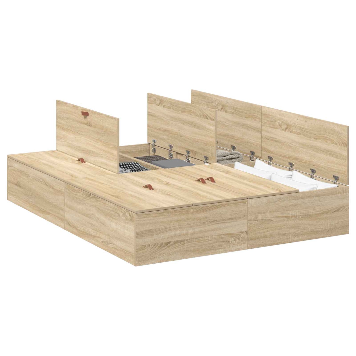 Storage Bed Frame Sonoma Oak 140 x 200 cm Engineered Wood