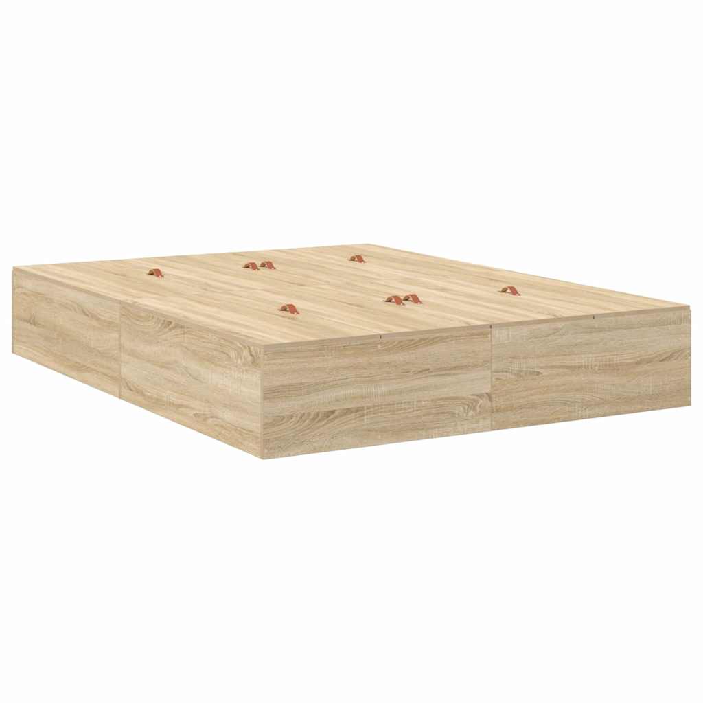 Storage Bed Frame Sonoma Oak 140 x 200 cm Engineered Wood