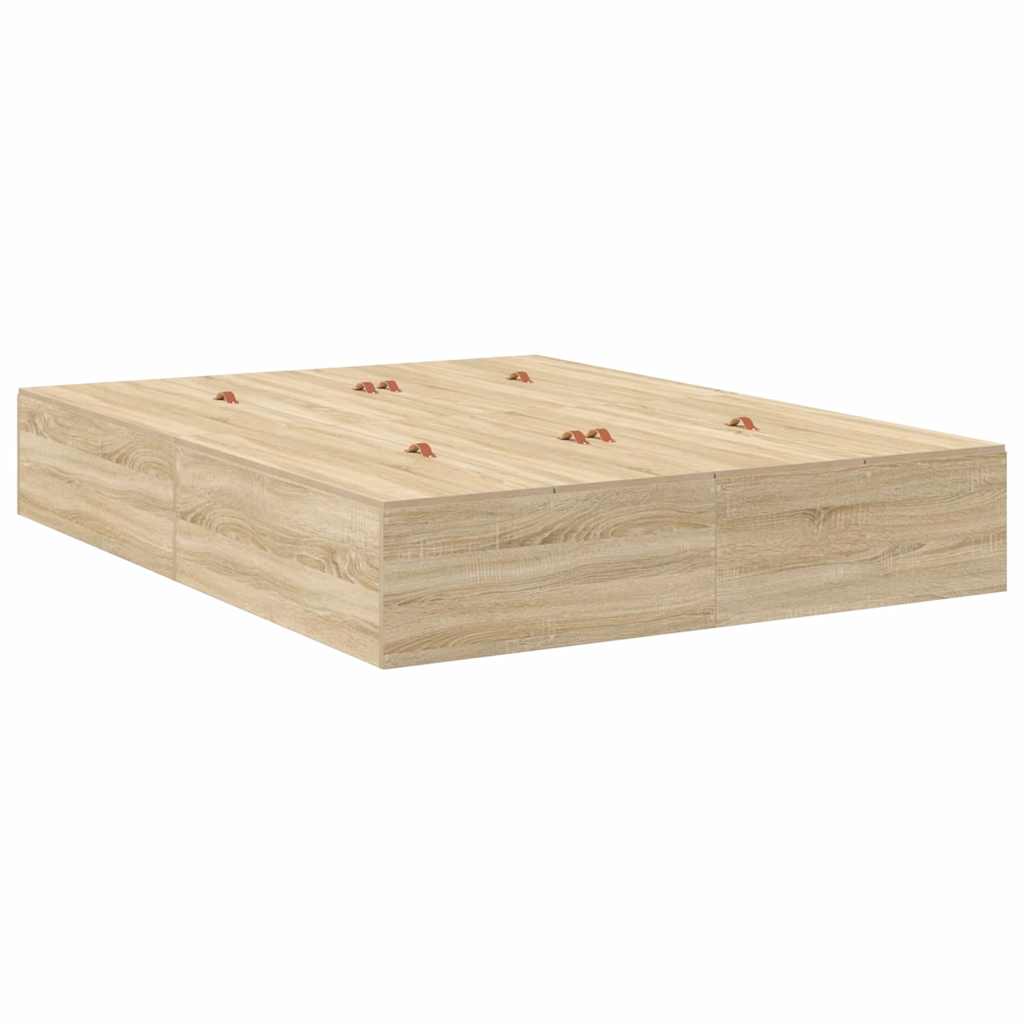 Storage Bed Frame Sonoma Oak 140 x 200 cm Engineered Wood