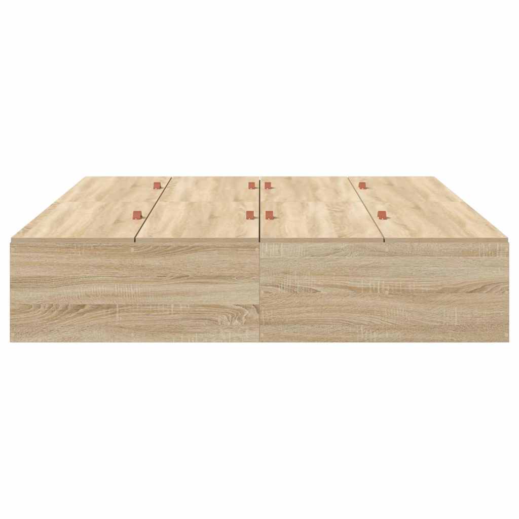Storage Bed Frame Sonoma Oak 140 x 200 cm Engineered Wood