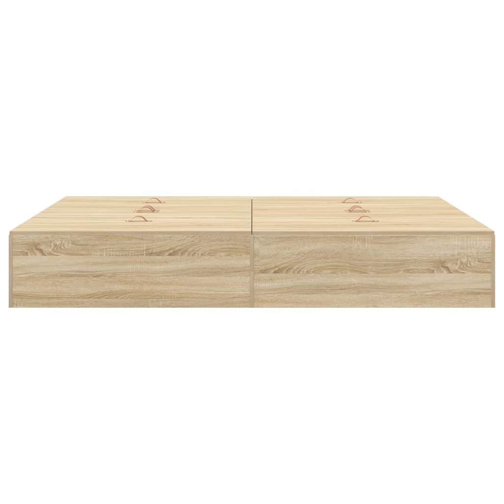 Storage Bed Frame Sonoma Oak 140 x 200 cm Engineered Wood