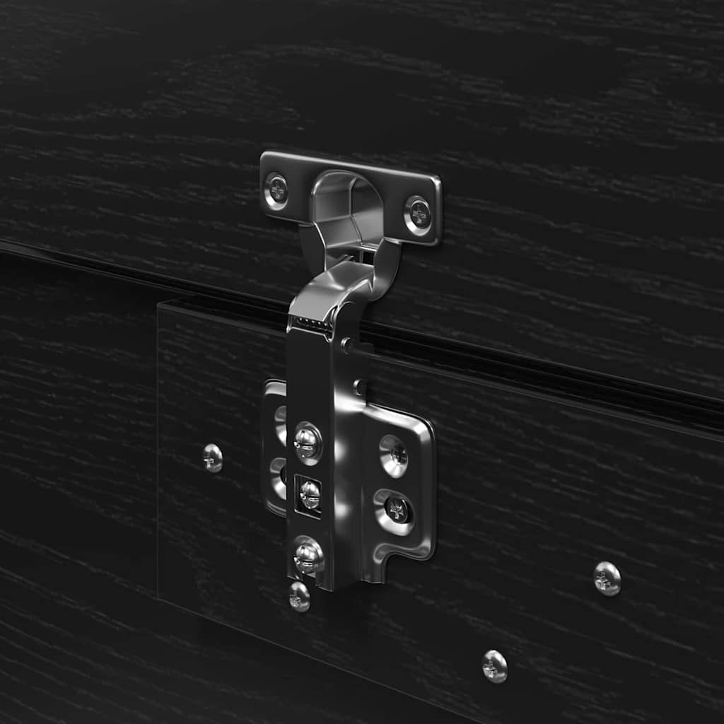 Storage Bed Frame Black Oak 150 x 200 cm Engineered Wood
