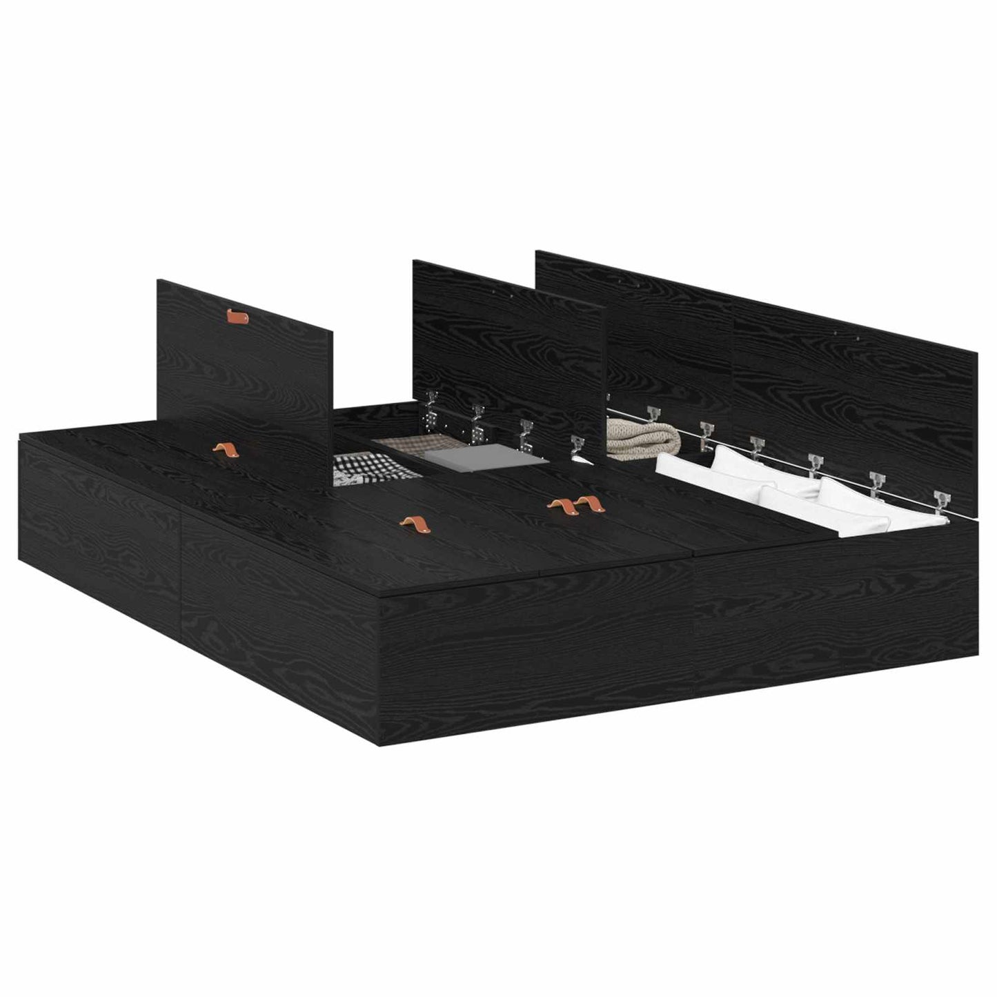 Storage Bed Frame Black Oak 150 x 200 cm Engineered Wood