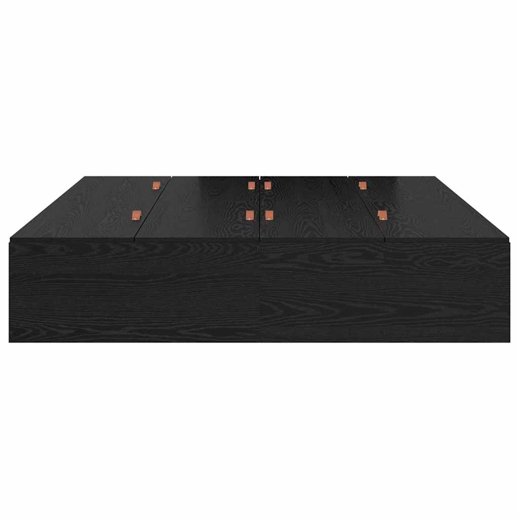 Storage Bed Frame Black Oak 150 x 200 cm Engineered Wood