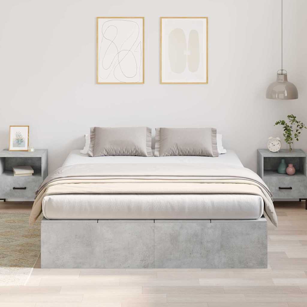Storage Bed Frame Concrete Grey 150 x 200 cm Engineered Wood