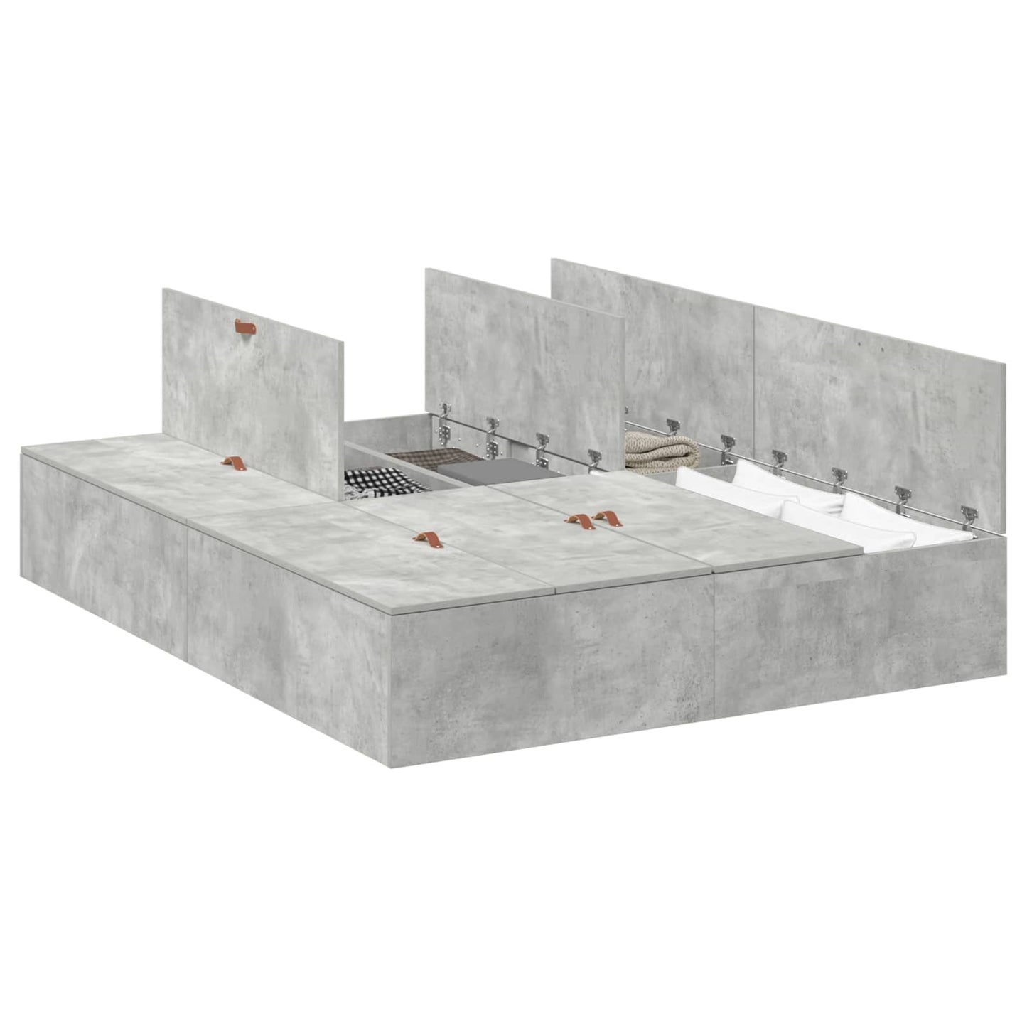 Storage Bed Frame Concrete Grey 150 x 200 cm Engineered Wood