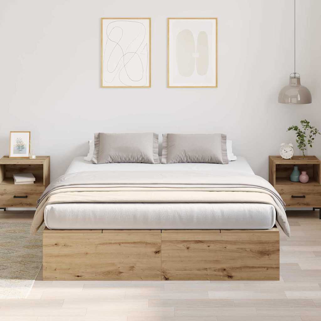 Storage Bed Frame Artisan Oak 150 x 200 cm Engineered Wood