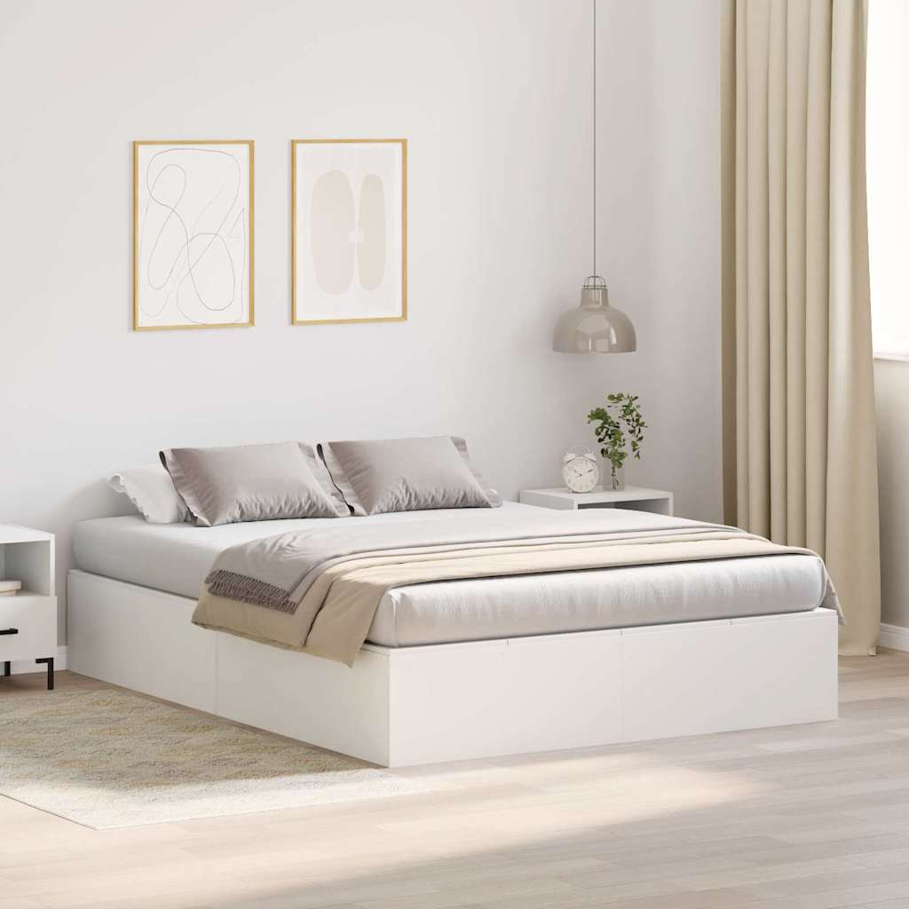 Storage Bed Frame White 160 x 200 cm Engineered Wood