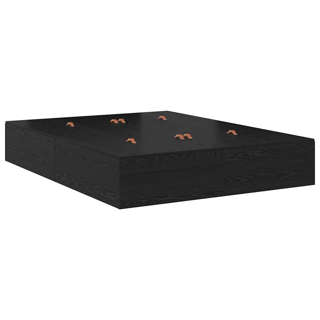 Storage Bed Frame Black Oak 160 x 200 cm Engineered Wood
