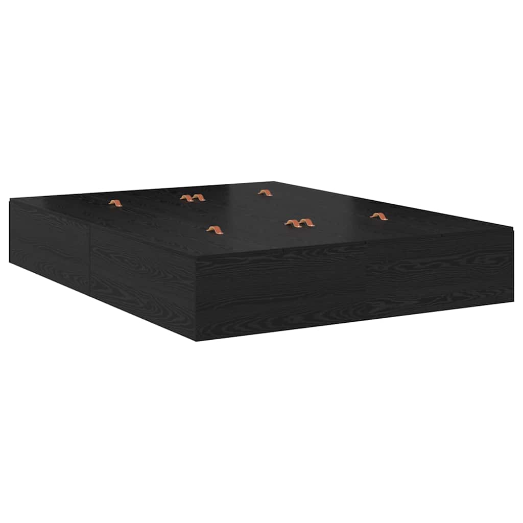 Storage Bed Frame Black Oak 160 x 200 cm Engineered Wood