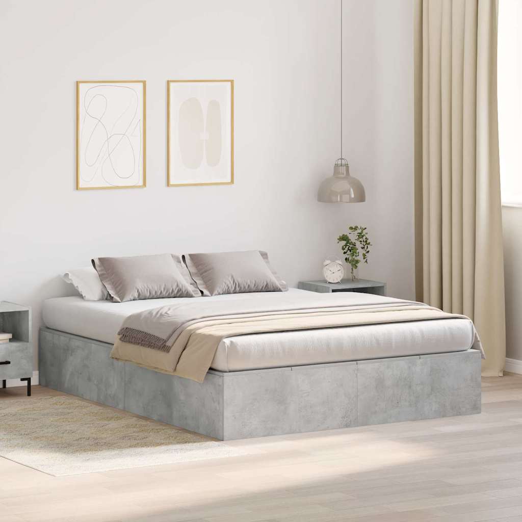 Storage Bed Frame Concrete Grey 160 x 200 cm Engineered Wood