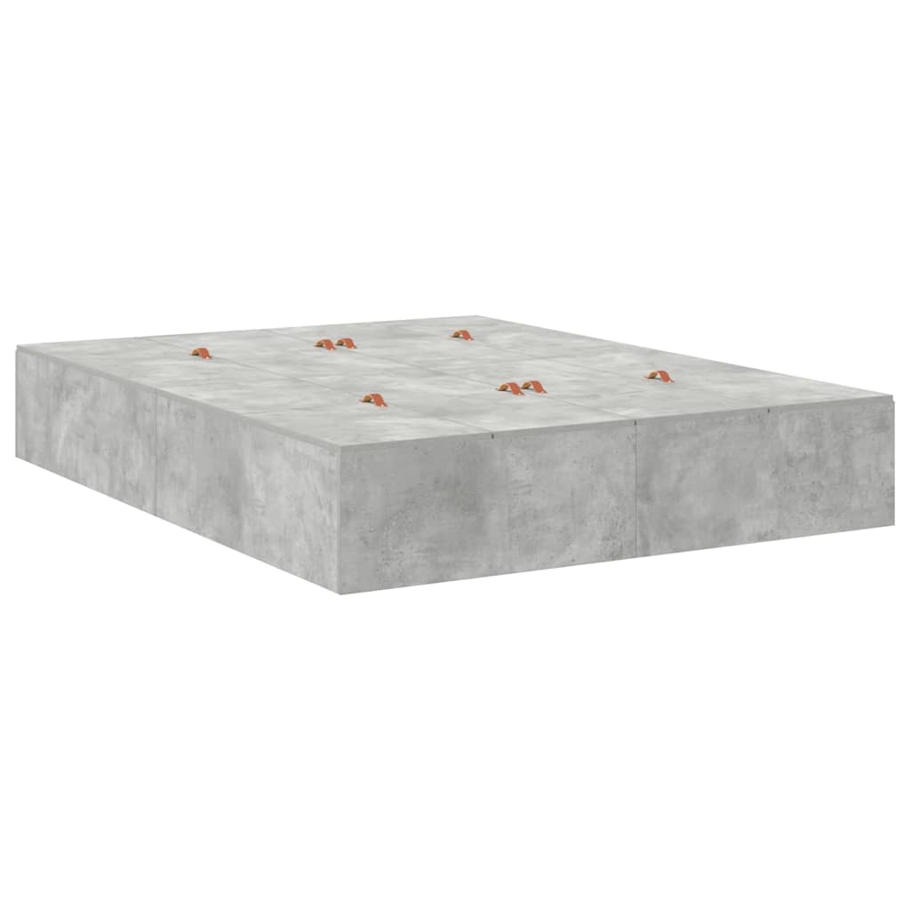 Storage Bed Frame Concrete Grey 160 x 200 cm Engineered Wood