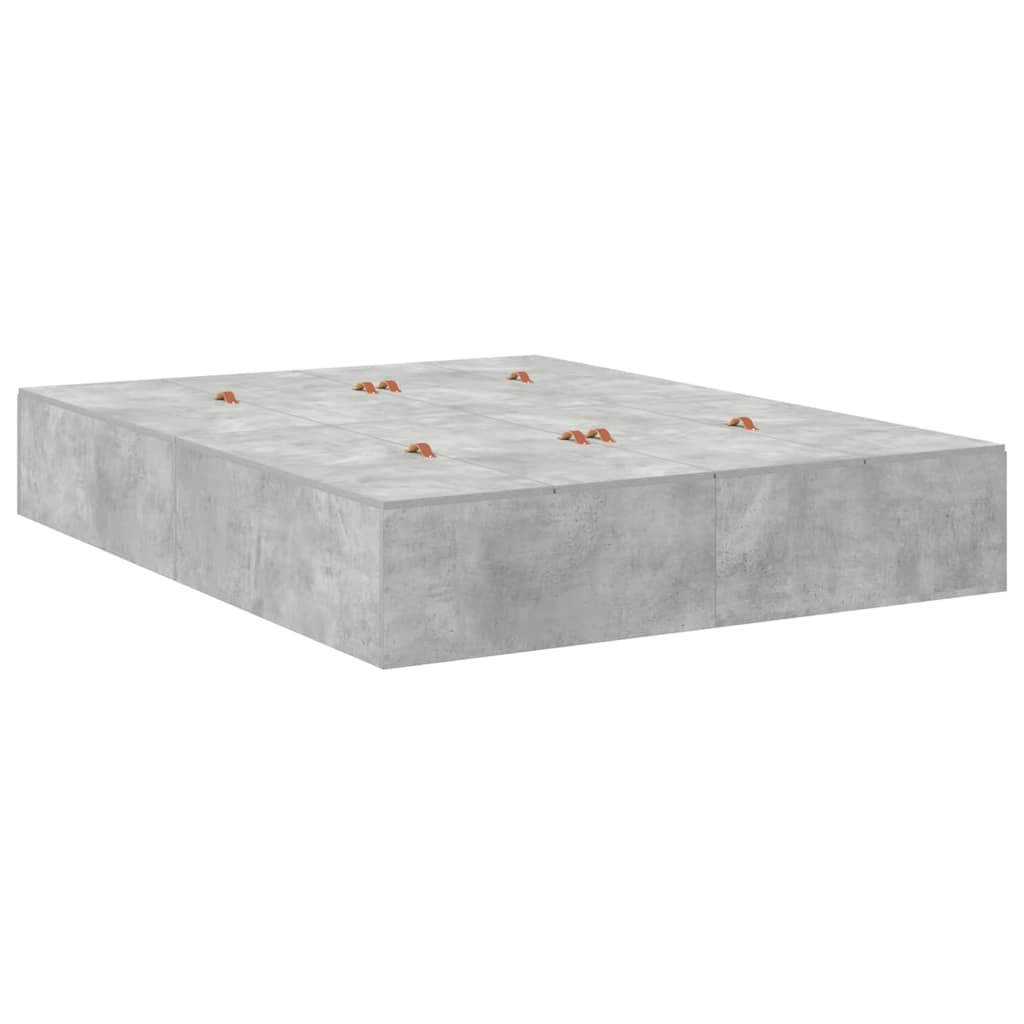 Storage Bed Frame Concrete Grey 160 x 200 cm Engineered Wood