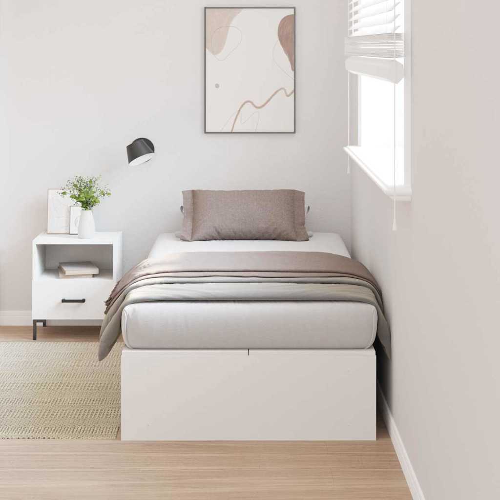 Storage Bed Frame White 90 x 190 cm Engineered Wood
