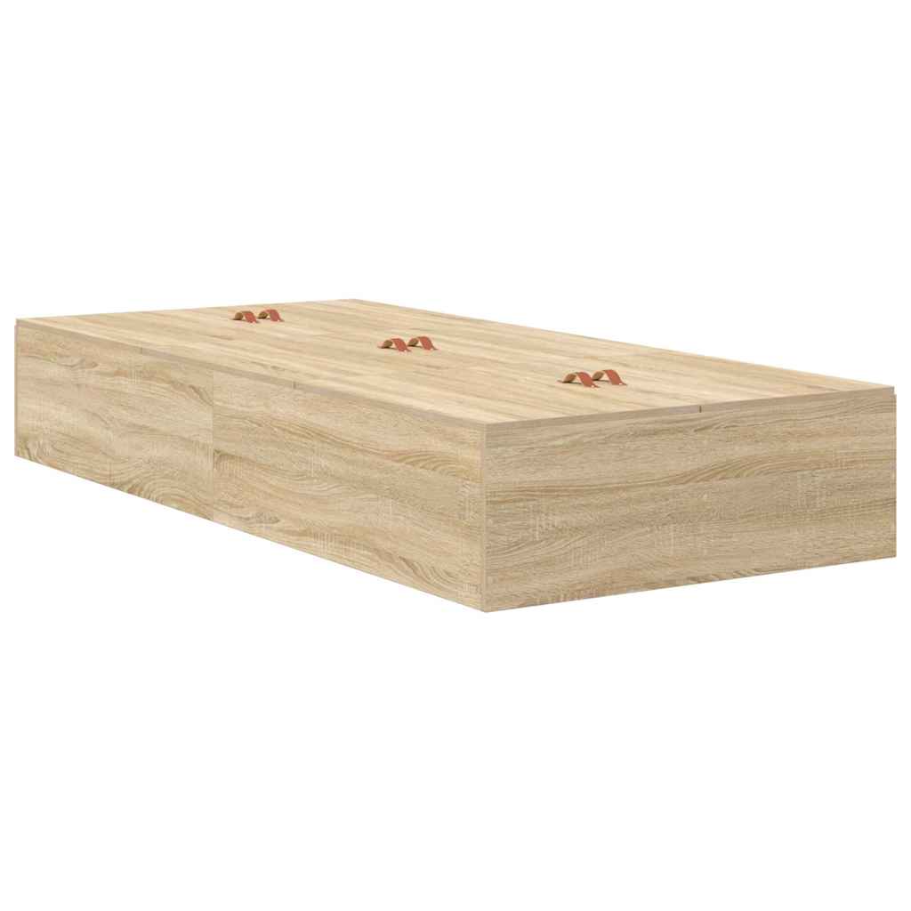 Storage Bed Frame Sonoma Oak 90 x 190 cm Engineered Wood