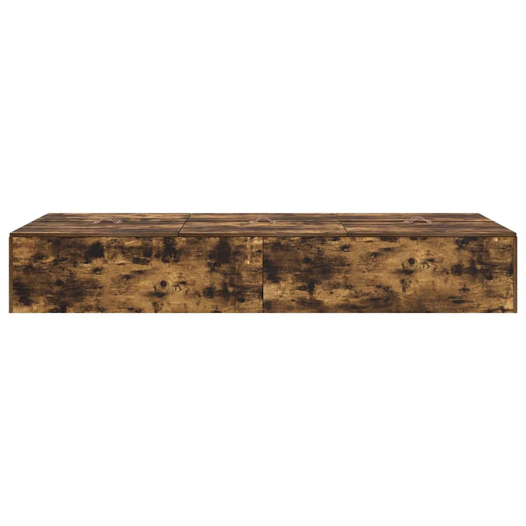Storage Bed Frame Smoked Oak 90 x 190 cm Engineered Wood