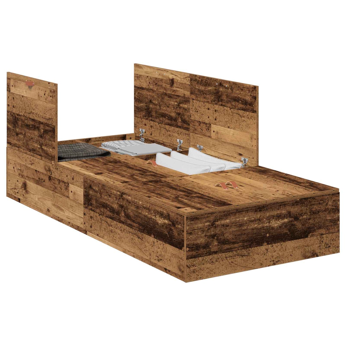 Storage Bed Frame Old Wood 70 x 190 cm Engineered Wood