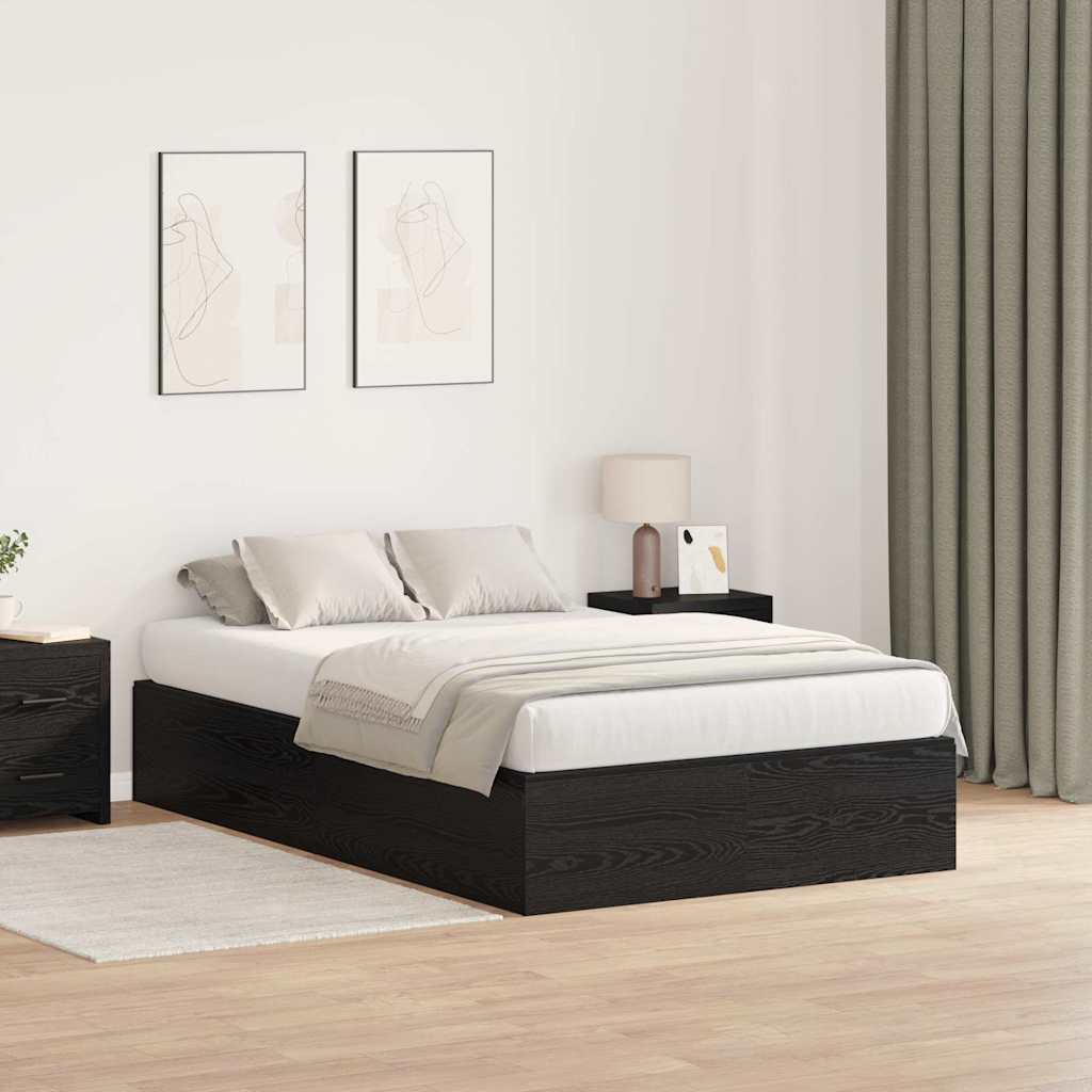 Storage Bed Frame Black Oak 120 x 190 cm Engineered Wood