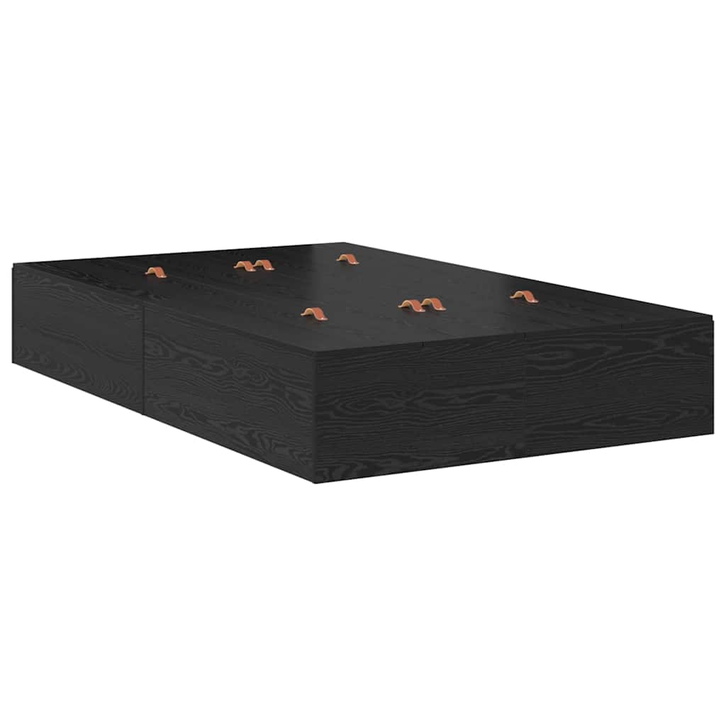 Storage Bed Frame Black Oak 120 x 190 cm Engineered Wood