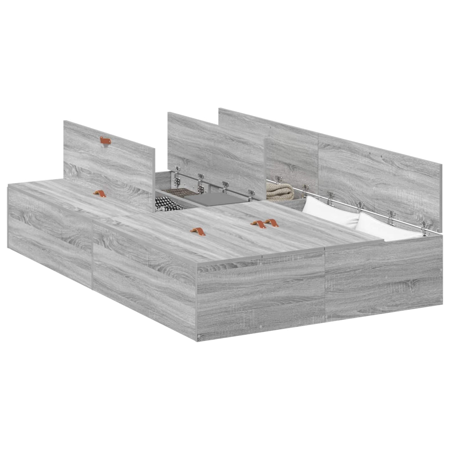 Storage Bed Frame Grey Sonoma 120 x 190 cm Engineered Wood