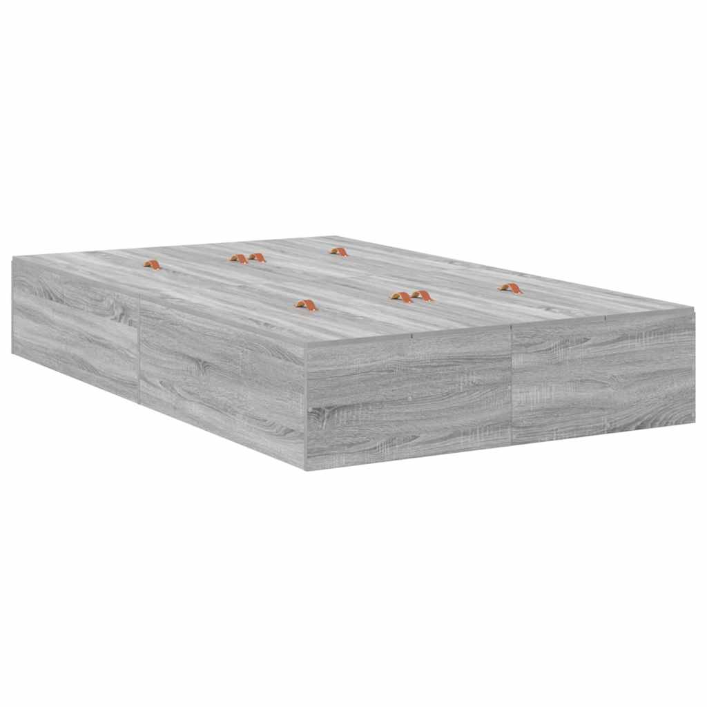 Storage Bed Frame Grey Sonoma 120 x 190 cm Engineered Wood