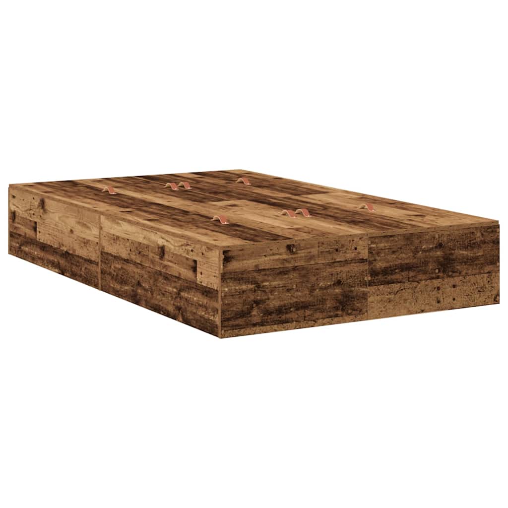 Storage Bed Frame Old Wood 120 x 190 cm Engineered Wood