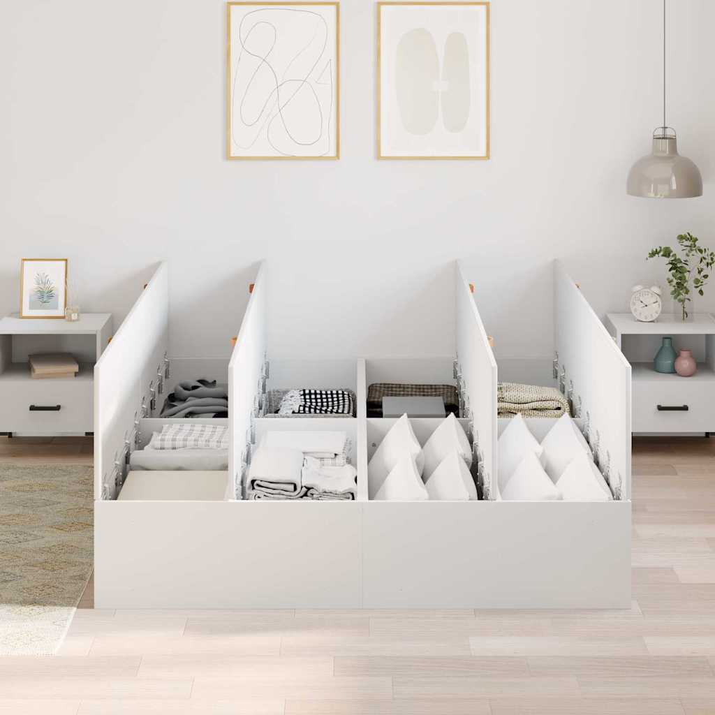 Storage Bed Frame White 140 x 190 cm Engineered Wood