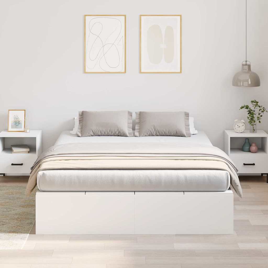 Storage Bed Frame White 140 x 190 cm Engineered Wood