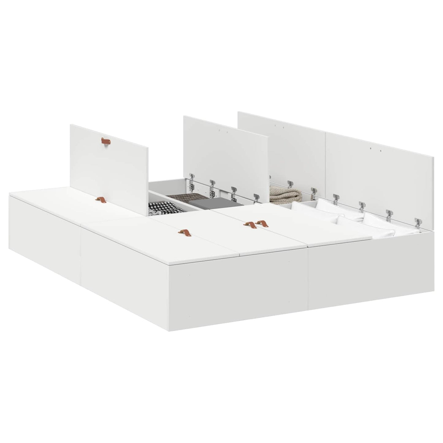 Storage Bed Frame White 140 x 190 cm Engineered Wood