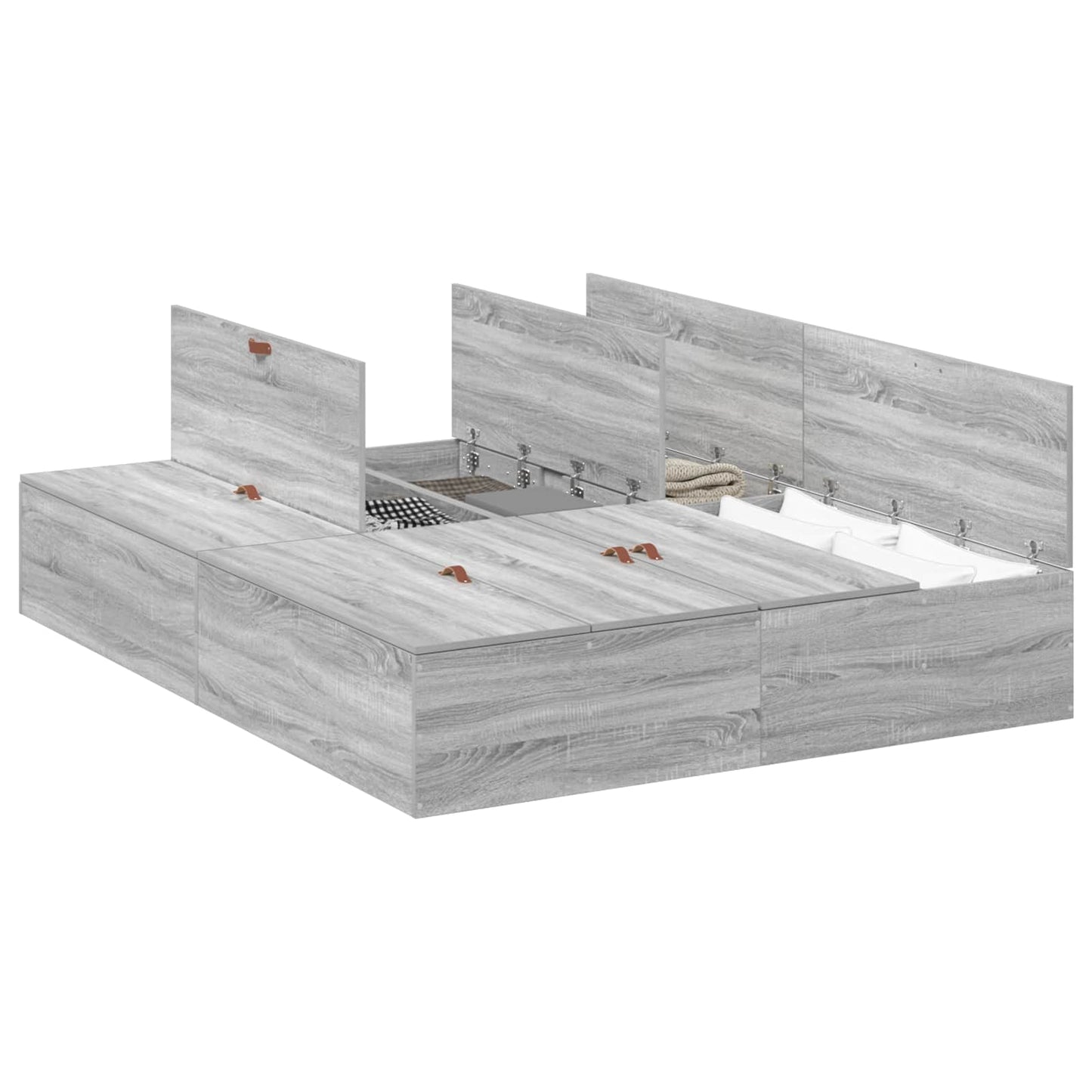 Storage Bed Frame Grey Sonoma 140 x 190 cm Engineered Wood