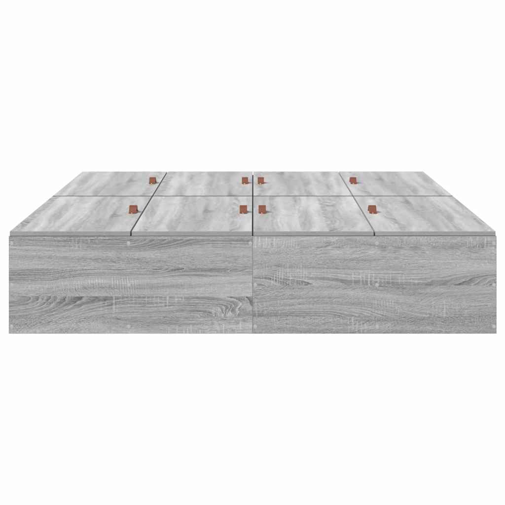 Storage Bed Frame Grey Sonoma 140 x 190 cm Engineered Wood