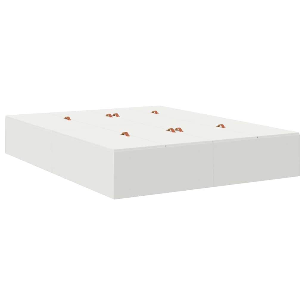 Storage Bed Frame White 135 x 190 cm Engineered Wood