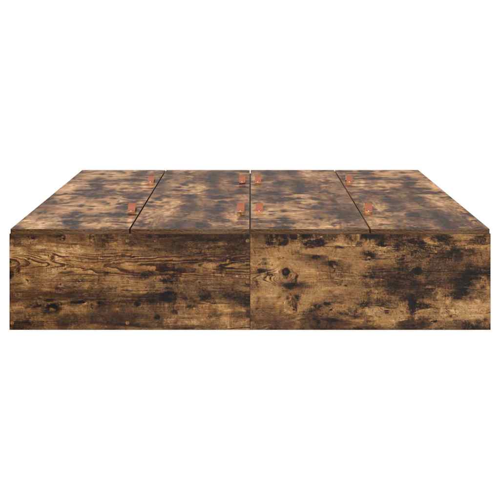 Storage Bed Frame Smoked Oak 135 x 190 cm Engineered Wood