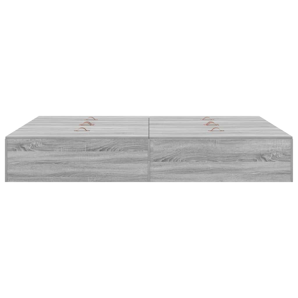 Storage Bed Frame Grey Sonoma 135 x 190 cm Engineered Wood
