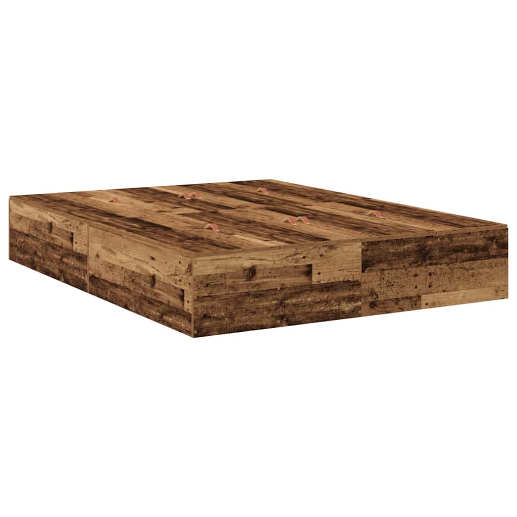 Storage Bed Frame Old Wood 135 x 190 cm Engineered Wood