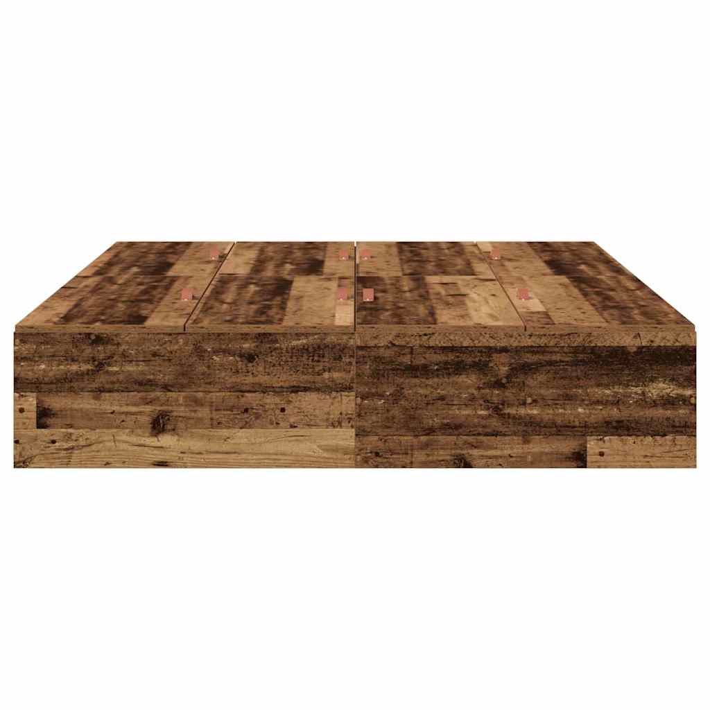 Storage Bed Frame Old Wood 135 x 190 cm Engineered Wood