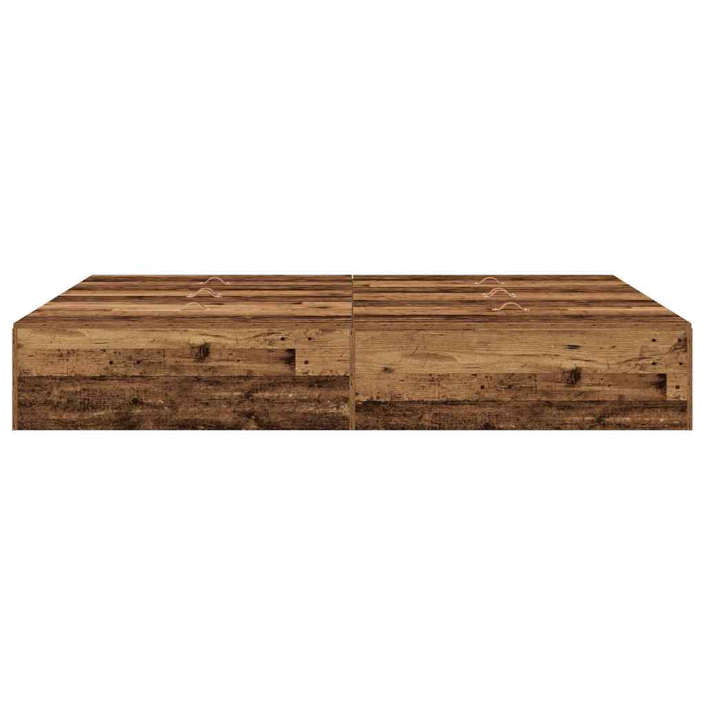 Storage Bed Frame Old Wood 135 x 190 cm Engineered Wood