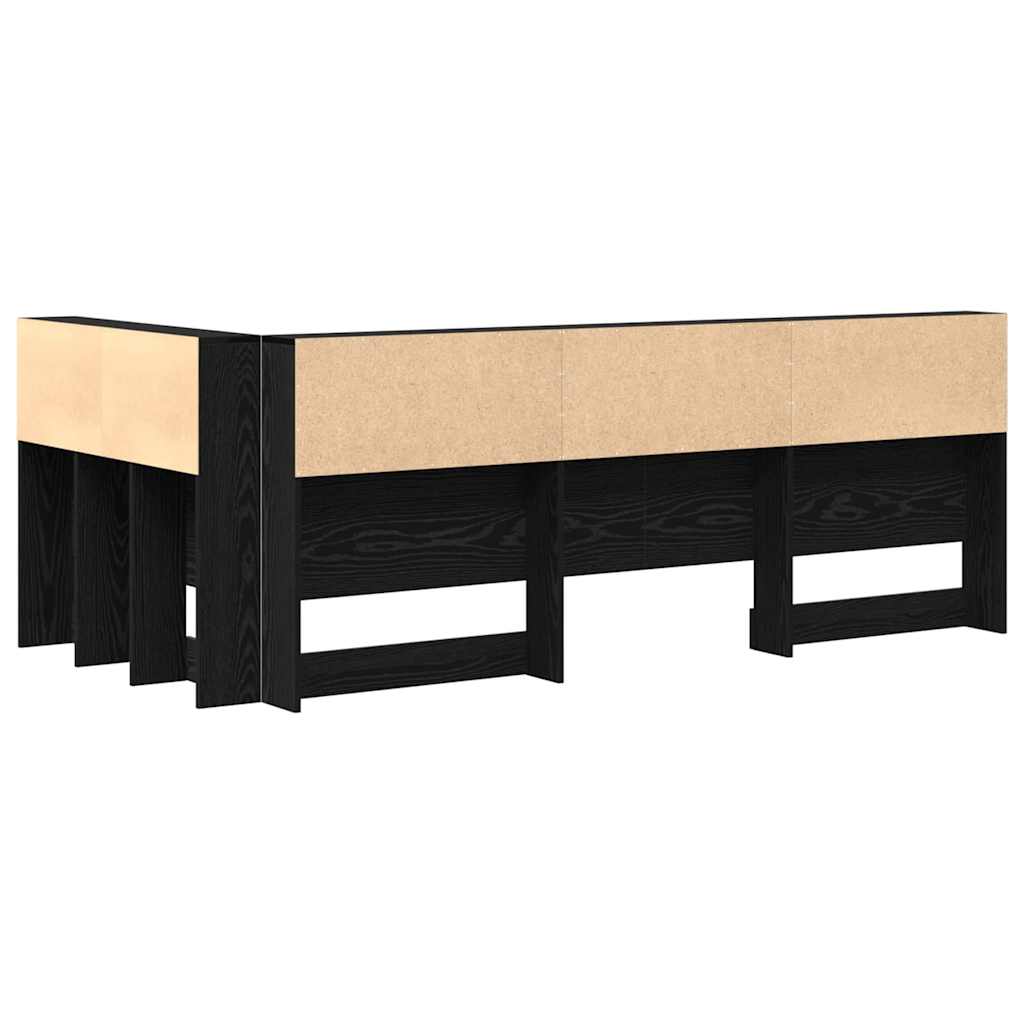 Storage Headboard with Shelf Black Oak 80 cm Engineered Wood