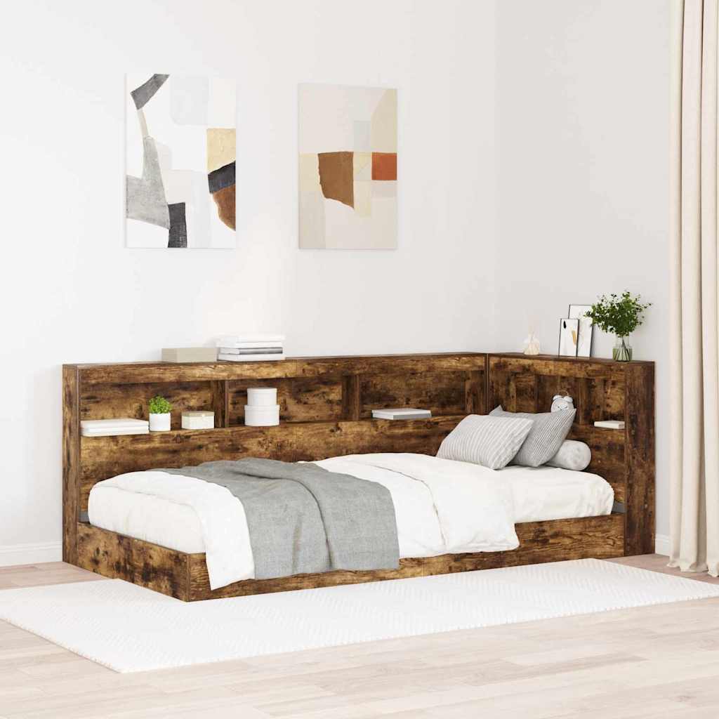 Storage Headboard with Shelf Smoked Oak 80 cm Engineered Wood