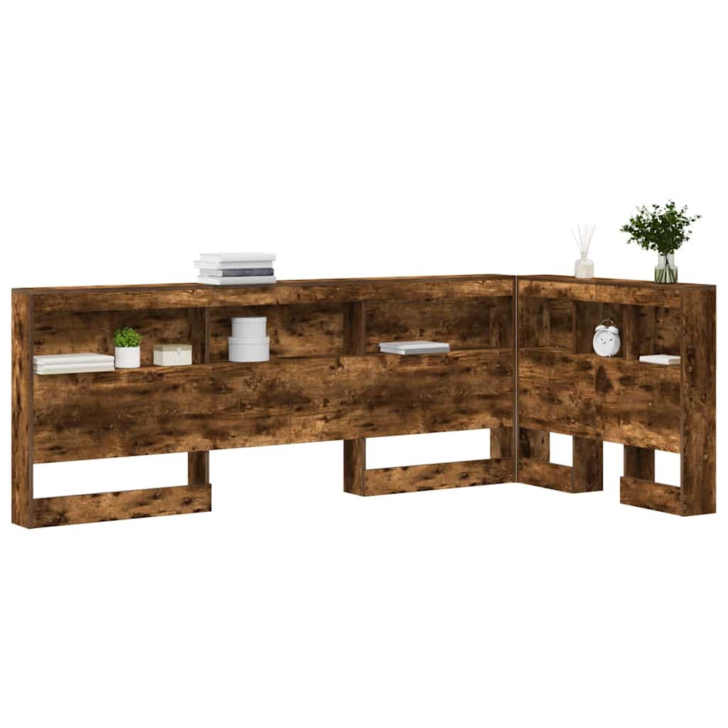 Storage Headboard with Shelf Smoked Oak 80 cm Engineered Wood