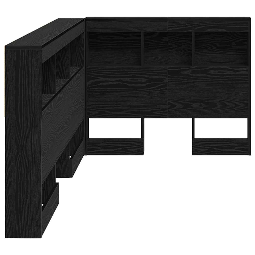 Storage Headboard with Shelf Black Oak 90 cm Engineered Wood