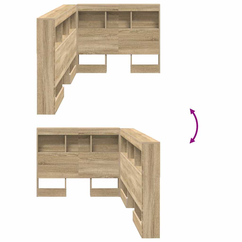 Storage Headboard with Shelf Sonoma Oak 90 cm Engineered Wood