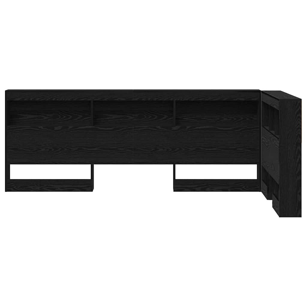 Storage Headboard with Shelf Black Oak 100 cm Engineered Wood