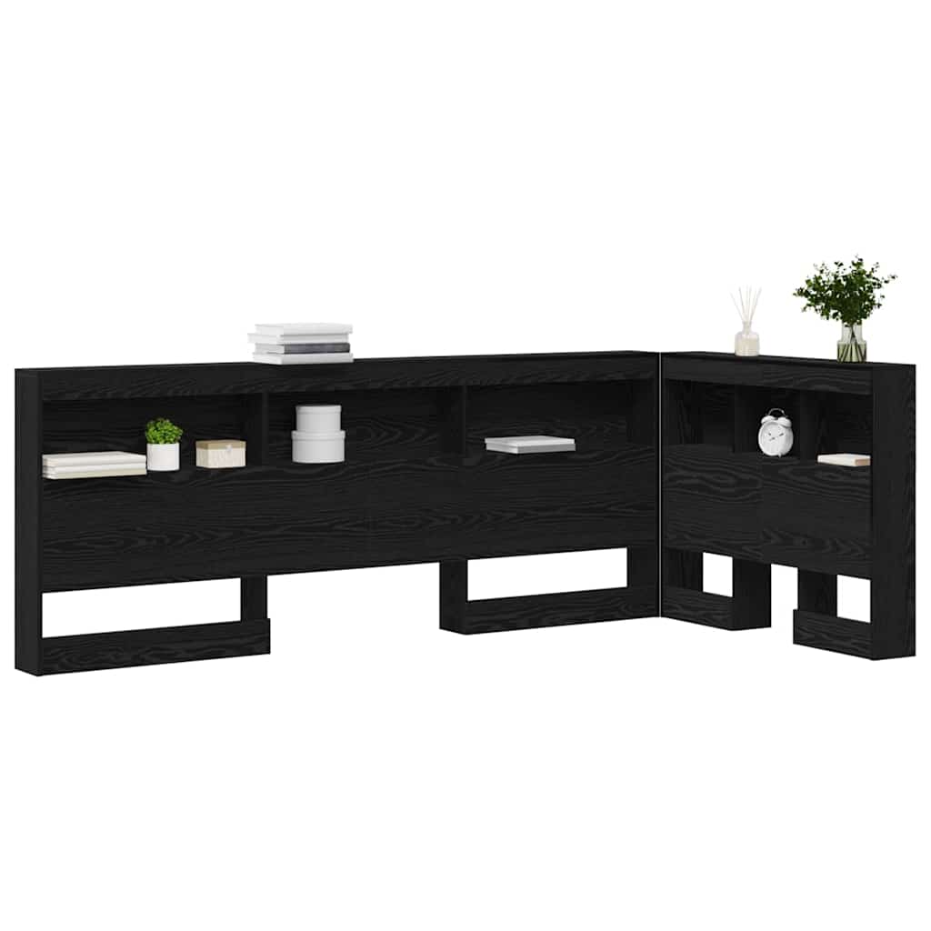 Storage Headboard with Shelf Black Oak 100 cm Engineered Wood