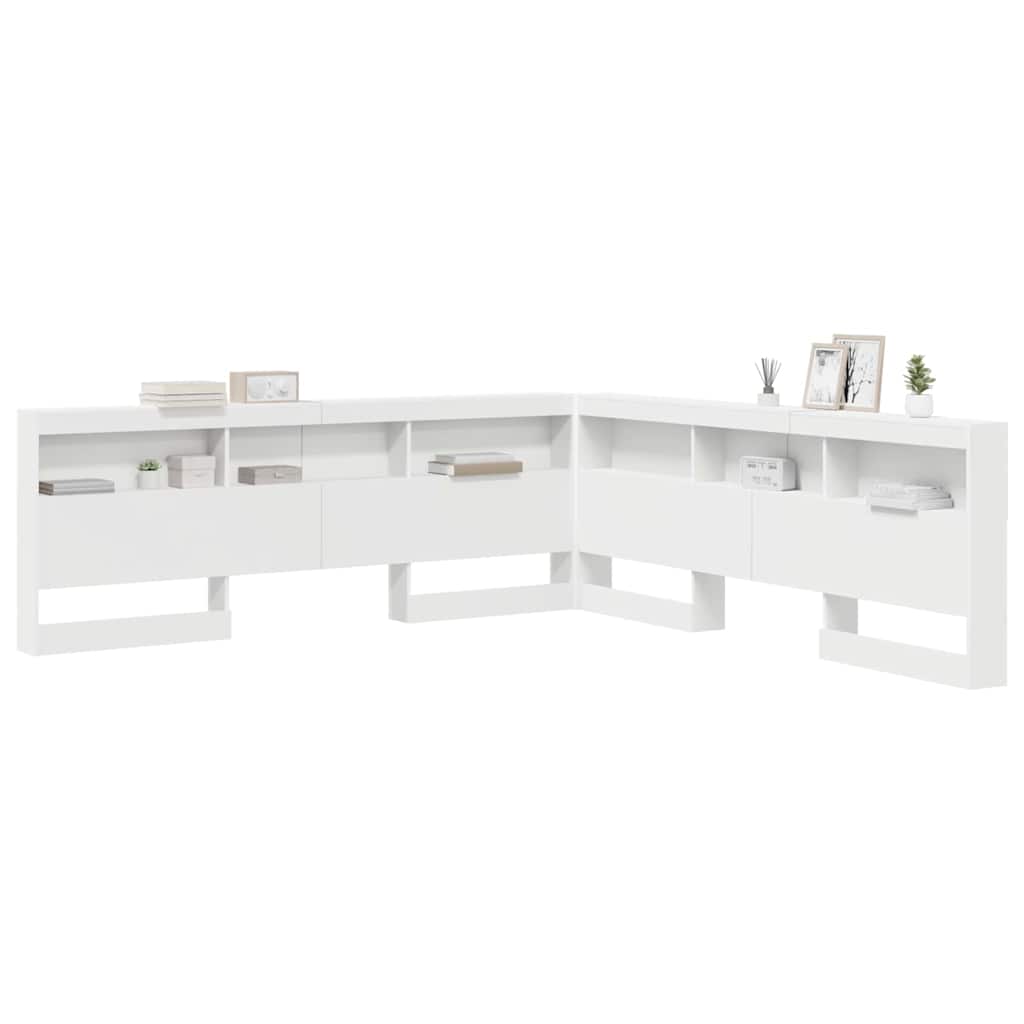 Storage Headboard with Shelf White 200 cm Engineered Wood